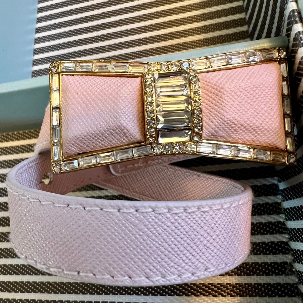 Kate Spade Bow Wrap Bracelet Jackpot jewels pink saffiano leather NWOT